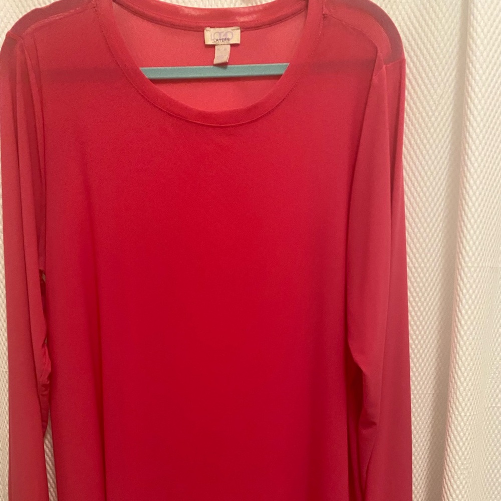 Logo Layers by Lori Goldstein Pink Mesh Shirt XL